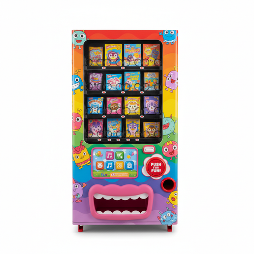 Custom 16x20 kids vending machine with bright colorful playful design